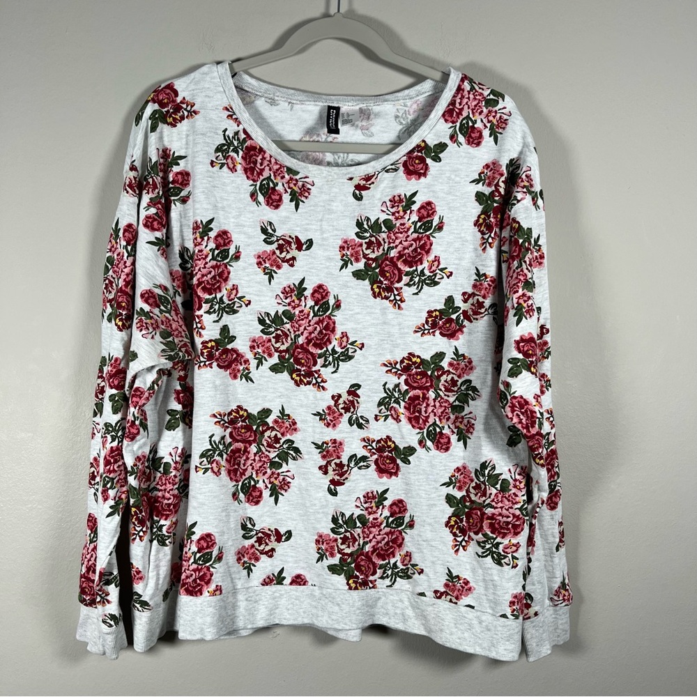 DIVIDED H&M Floral Long Sleeve Sweatshirt Women’s Size XL